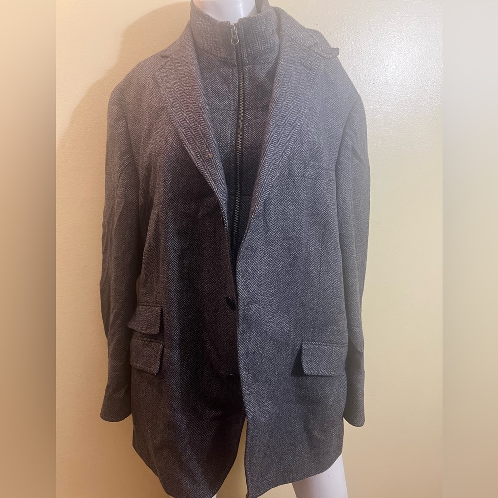 FLYNT Rizzo Wool Cashmere Herringbone Sports Coat Dickie Jacket 46R Brown